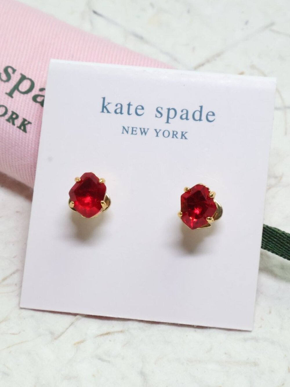 Kate Spade Treasure Trove Gold Stud Earrings - Pink Sand